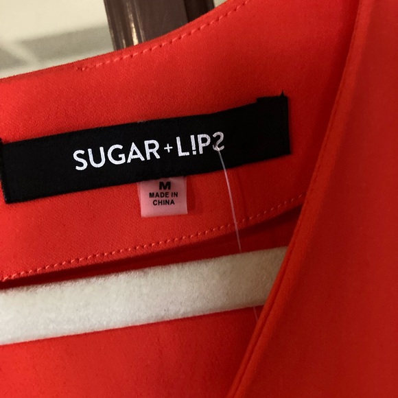 Sugarlips Bright Coral Bell Sleeve Dress Medium - Picture 2 of 5